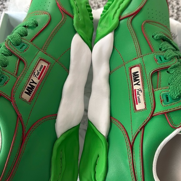 Maison Mihara Yasuhiro Mens Green Leather Parker Chunky Sole Low Top Sneakers - Picture 8 of 14
